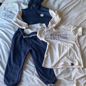 Kenneth Cole Navy & Cream Kids Hoodie, Joggers and Tee Set